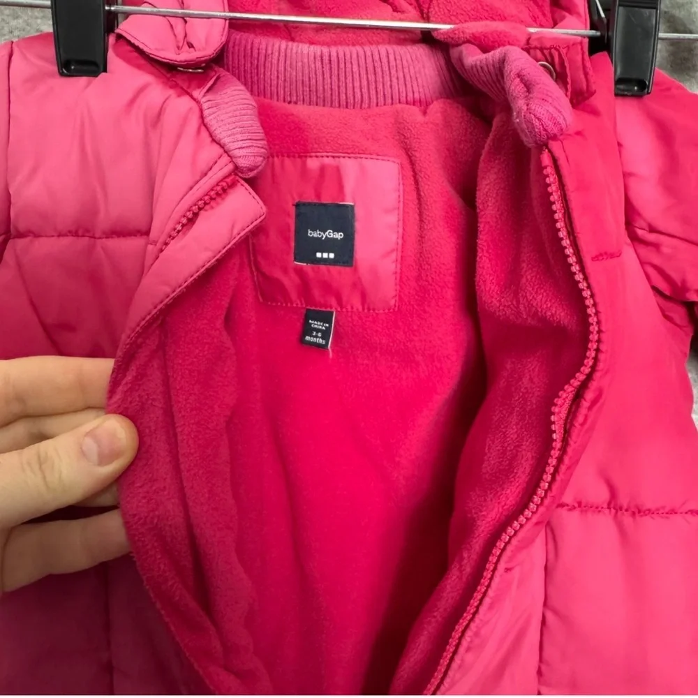 Baby Gap Girl’s Snowsuit 3-6 MO Pink Hooded Zipper‎ Winter